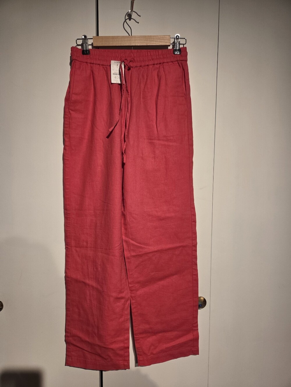 J. Crew Pink Drawstring Linen-Blend Pants